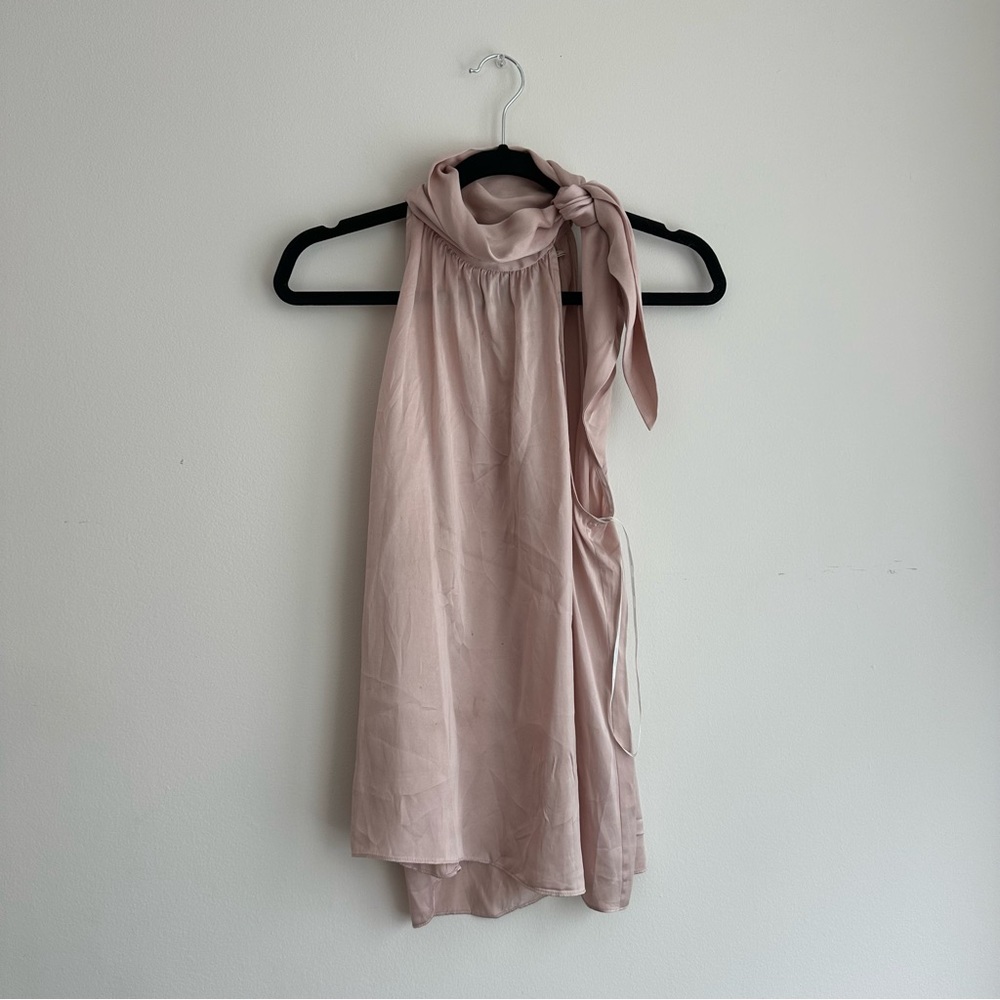 Zimmerman Pink Tie Neck Halter Silk Top